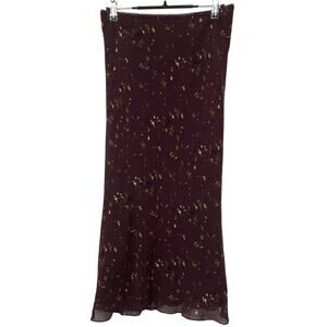 Vintage Y2K 100% Silk Plum Purple Metallic Flare Hem Whimsigoth Midi Skirt SM